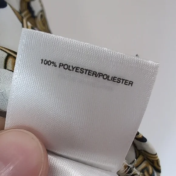 Nine West | White Gold Equestrian Chain Pattern V-Neck Long Sleeve Top Size S - Picture 9 of 10